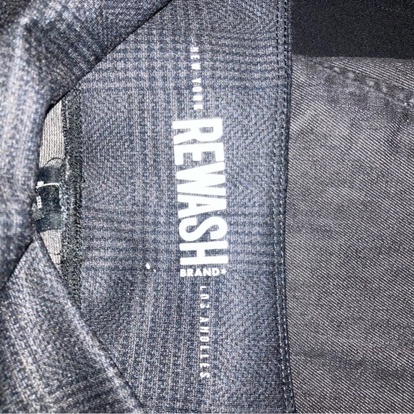 Rewash High Rise Black Plaid w/Faux Leather Side Stripes Leggings - Picture 7 of 9